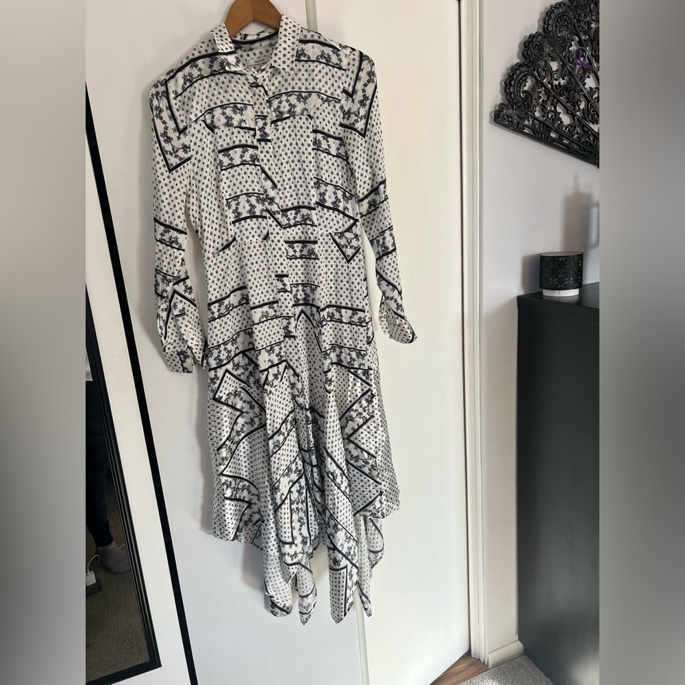 Ganni Black and White Patterned Dress